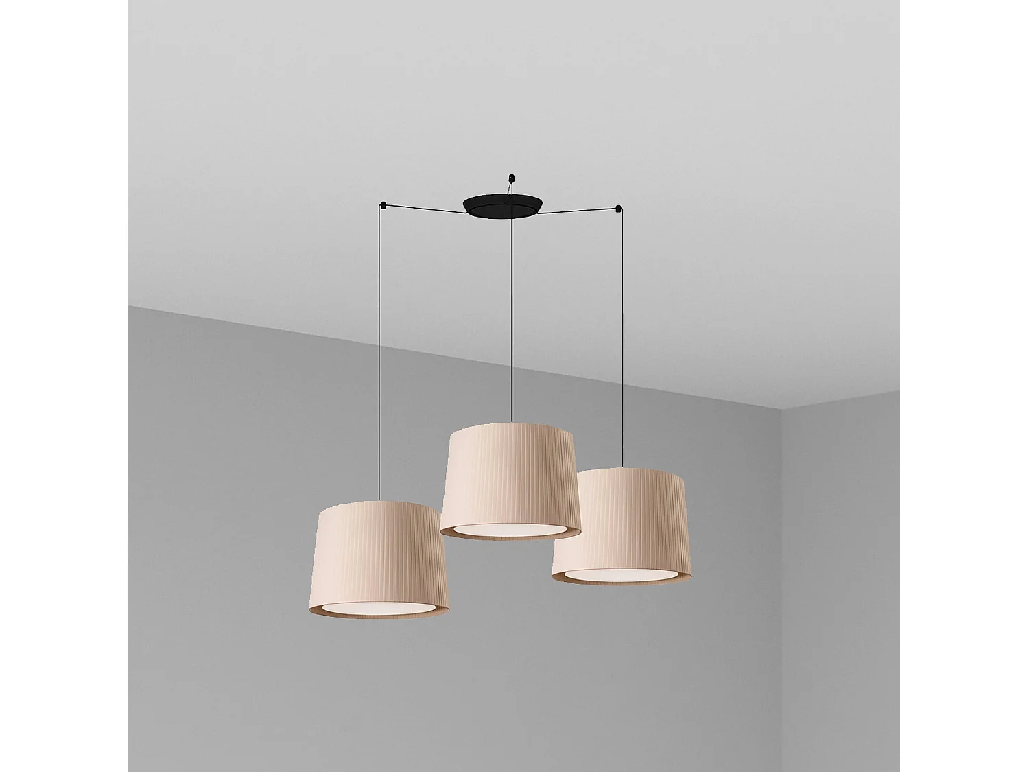 Lampe à suspension SAMBA 3L Noir/beige