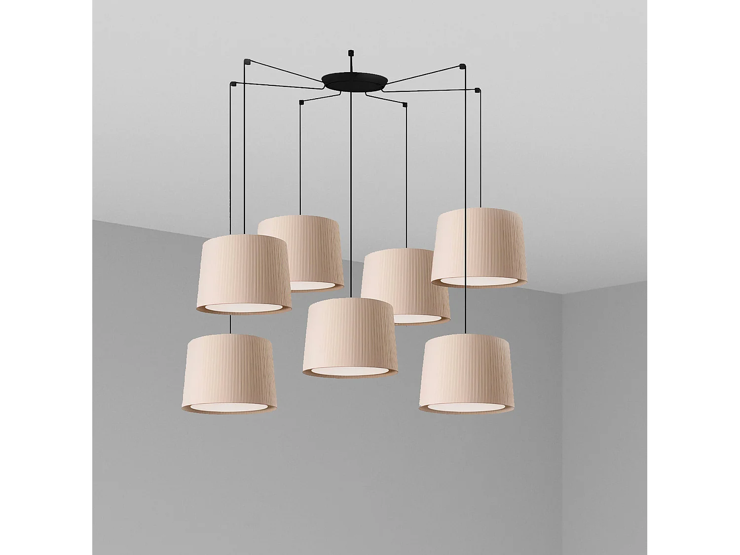 Lampe à suspension SAMBA 7L Noir/beige