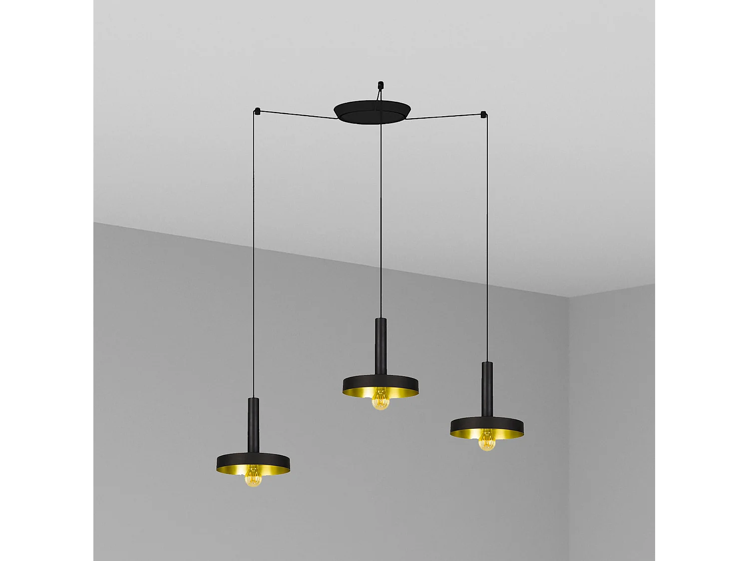 Lampe à suspension WHIZ 3L Noir/doré