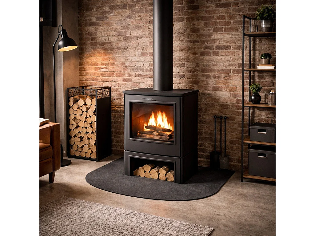 Vloerbeschermingsplatform voor hout- en pelletkachels in 90x80 staal