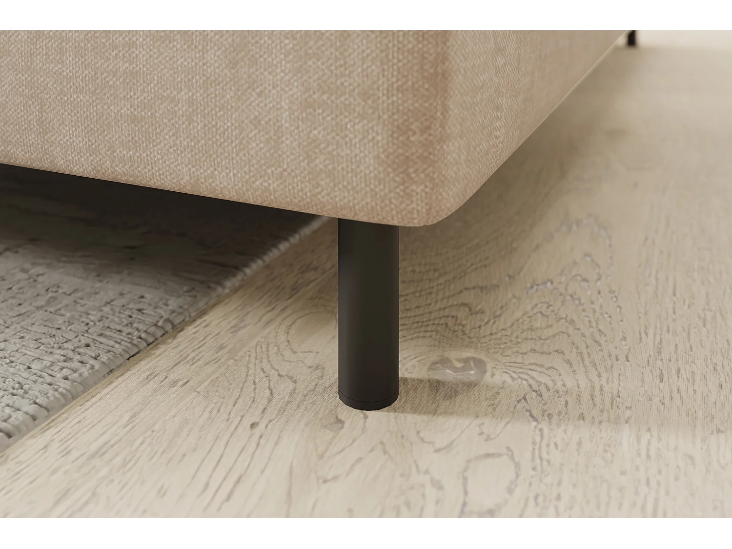 Petit canapé d'angle en tissu convertible avec coffre BOREA 208cm-Beige clair-angle droit