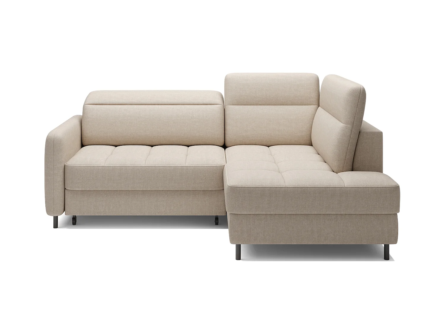 Petit canapé d'angle en tissu convertible avec coffre BOREA 208cm-Beige clair-angle droit