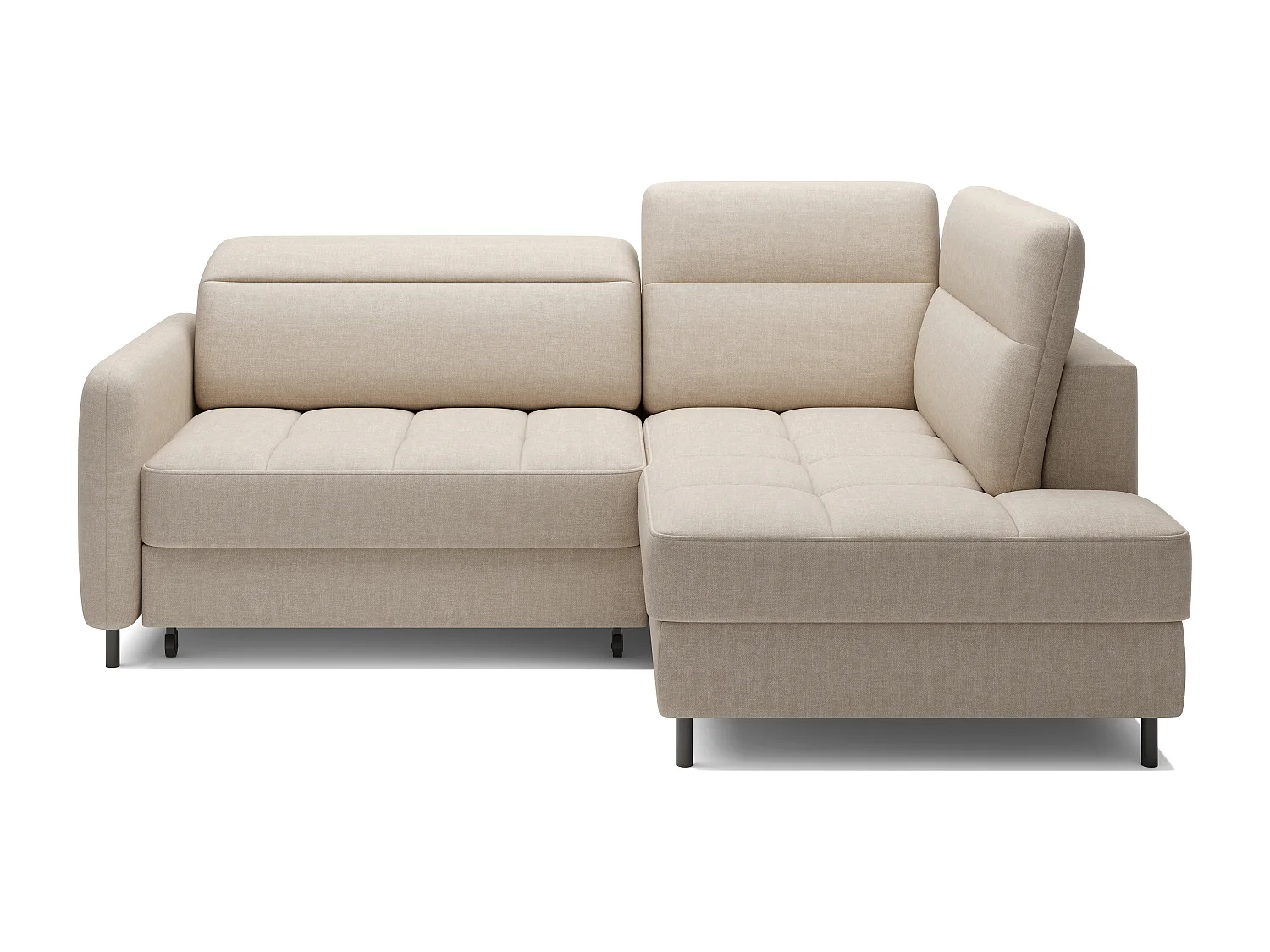 Petit canapé d'angle en tissu convertible avec coffre BOREA 208cm-Beige clair-angle droit