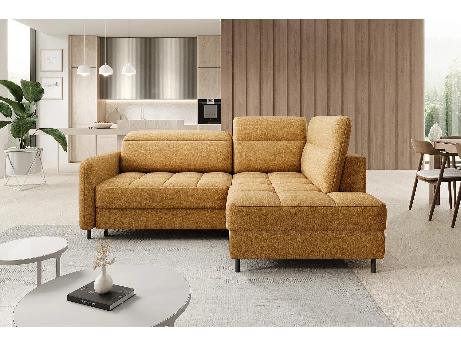 Canapé Corner Lima R/Tissu/45Man-Jaune