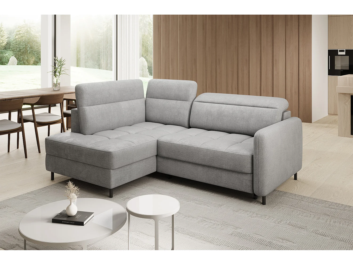 Canapé Corner Lima L/Tissu/3Nu-Gris