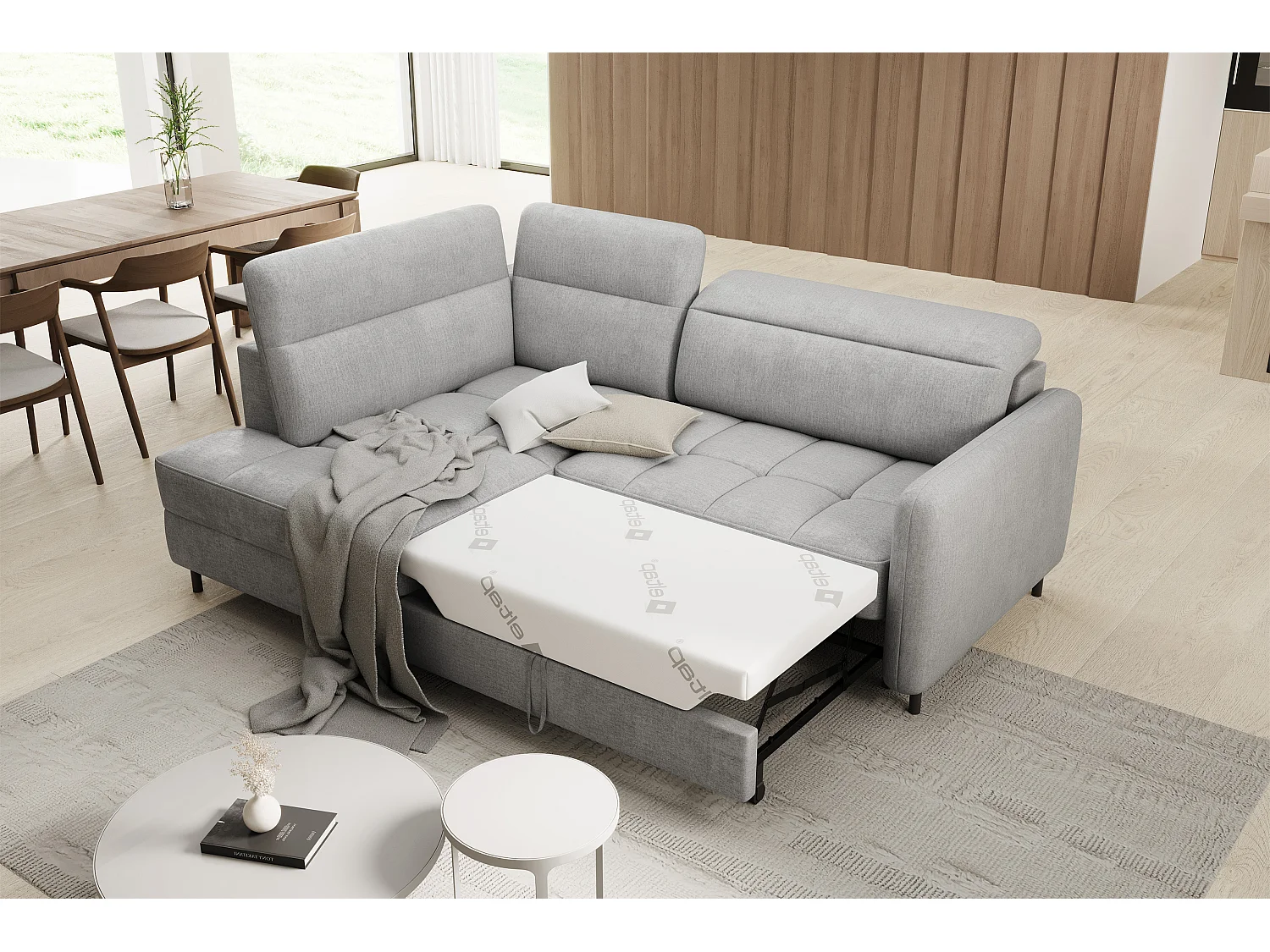 Canapé Corner Lima L/Tissu/3Nu-Gris