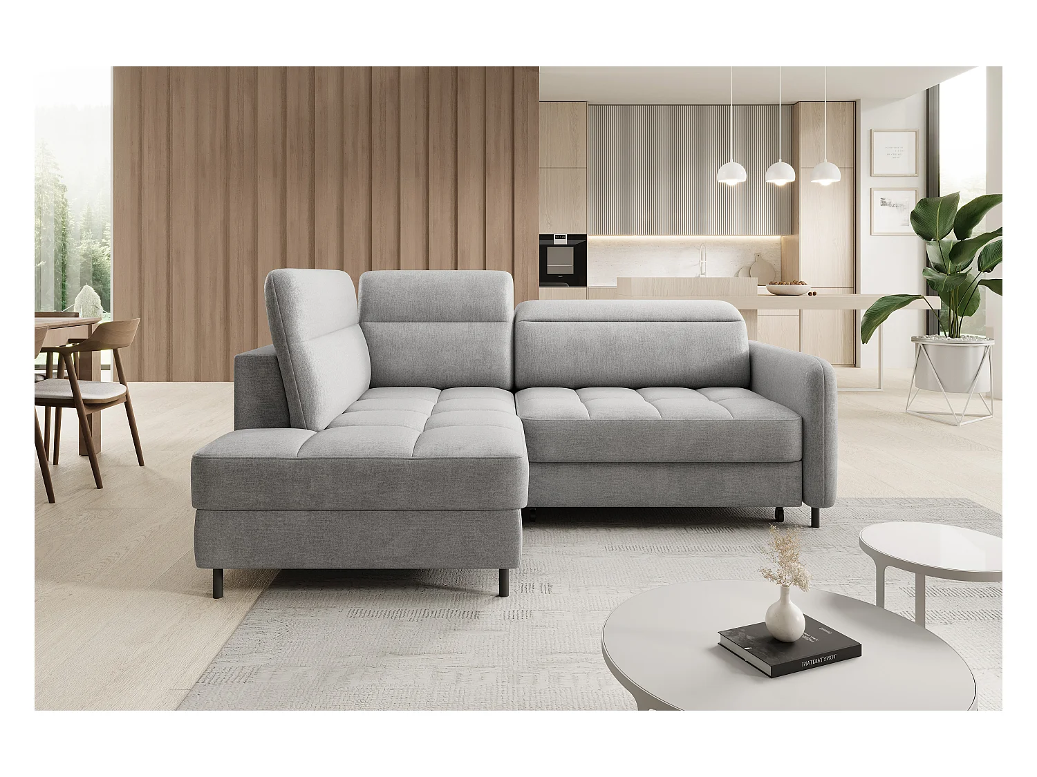 Canapé Corner Lima L/Tissu/3Nu-Gris