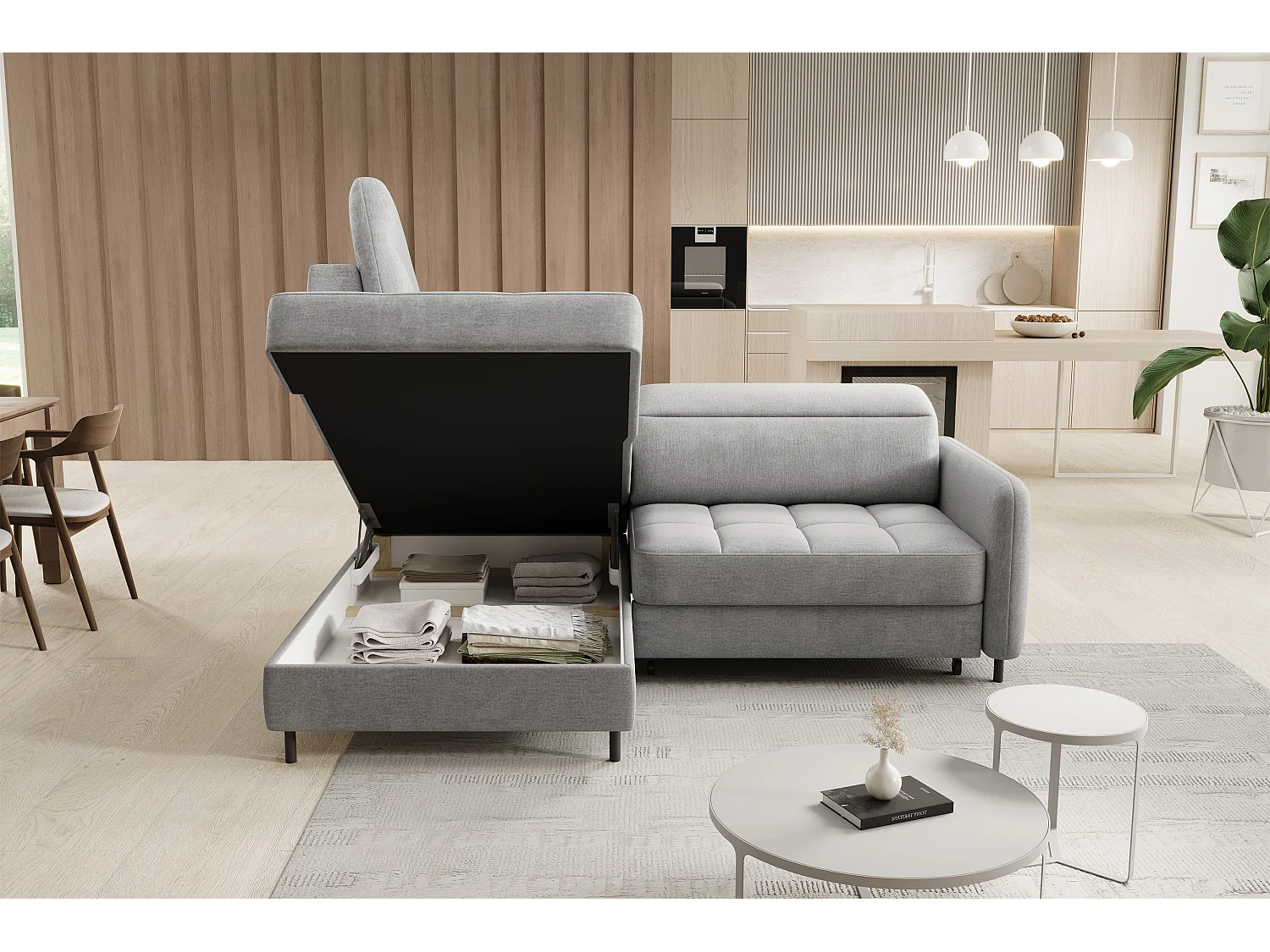 Canapé Corner Lima L/Tissu/3Nu-Gris