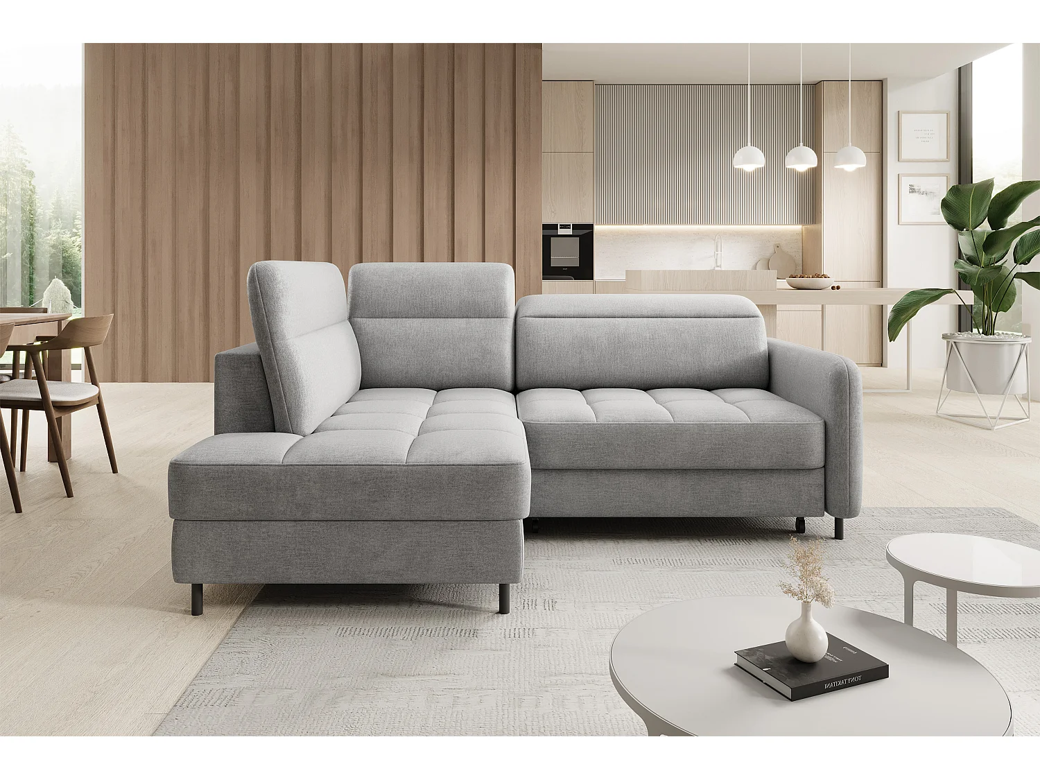 Canapé Corner Lima L/Tissu/3Nu-Gris