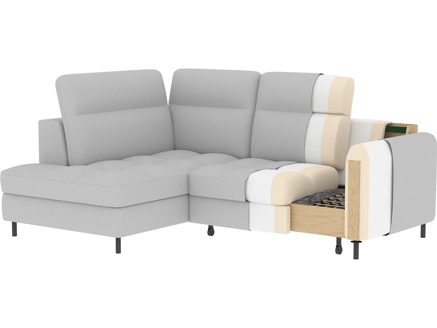 Canapé Corner Lima L/Tissu/3Nu-Gris