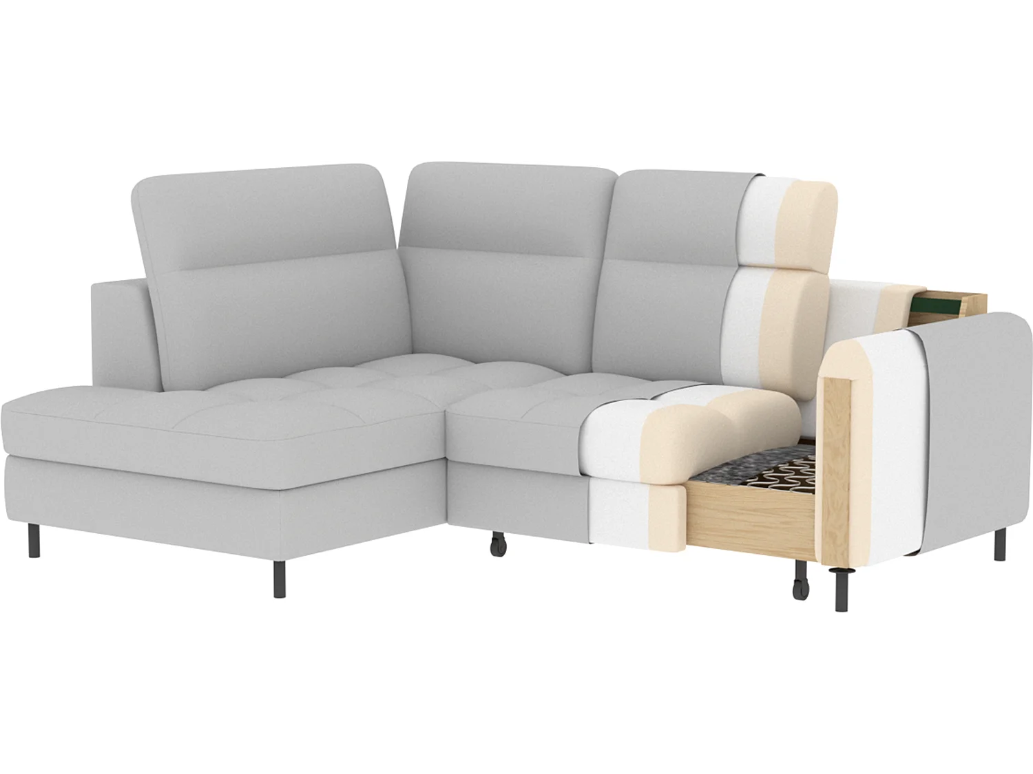 Ecksofa Lima L/Stoffbezug/3Nu-Grau