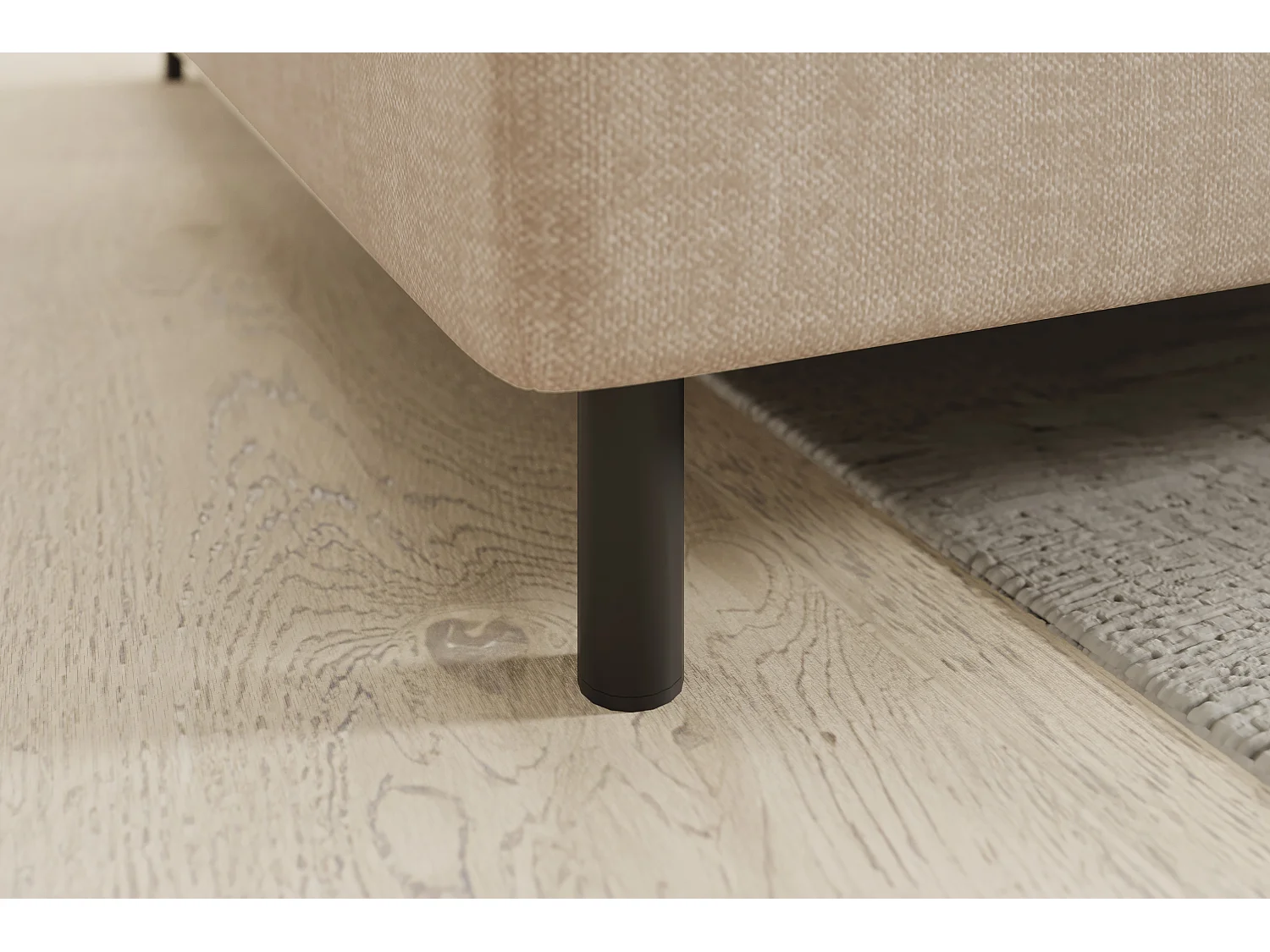 Petit canapé d'angle en tissu convertible avec coffre BOREA 208cm-Beige clair-angle gauche