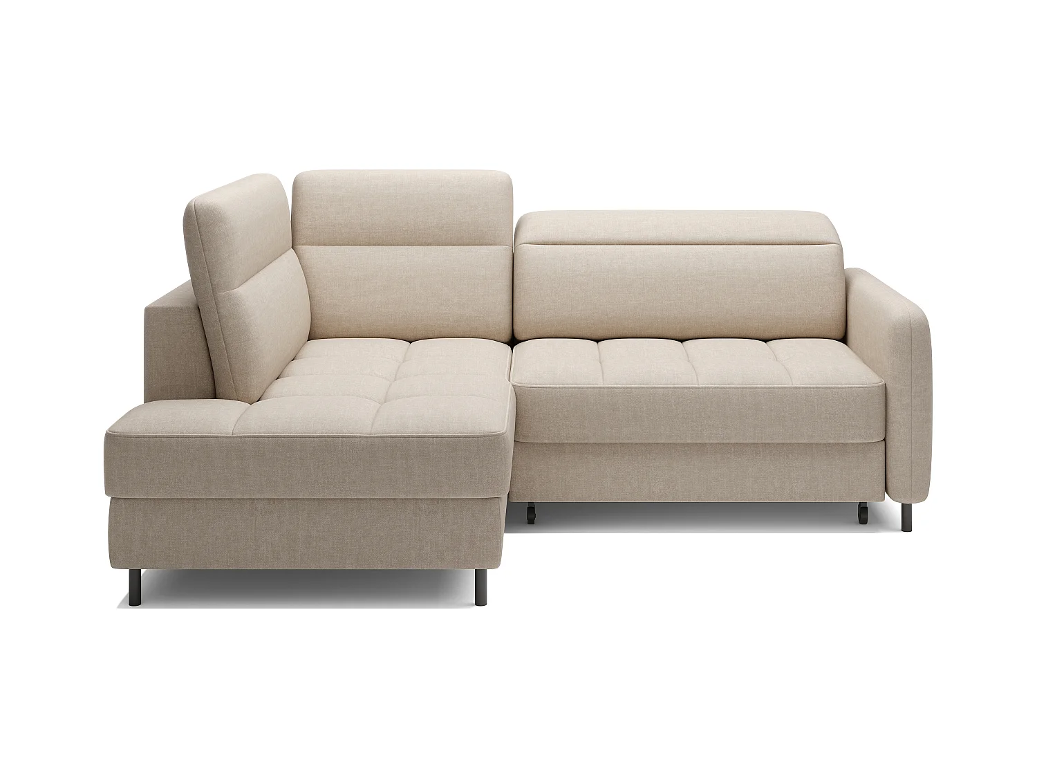 Petit canapé d'angle en tissu convertible avec coffre BOREA 208cm-Beige clair-angle gauche