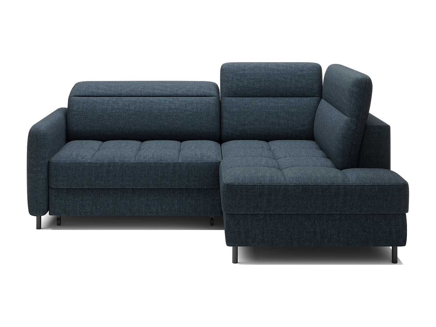 Petit canapé d'angle en tissu convertible avec coffre BOREA 208cm-Bleu foncé-angle droit