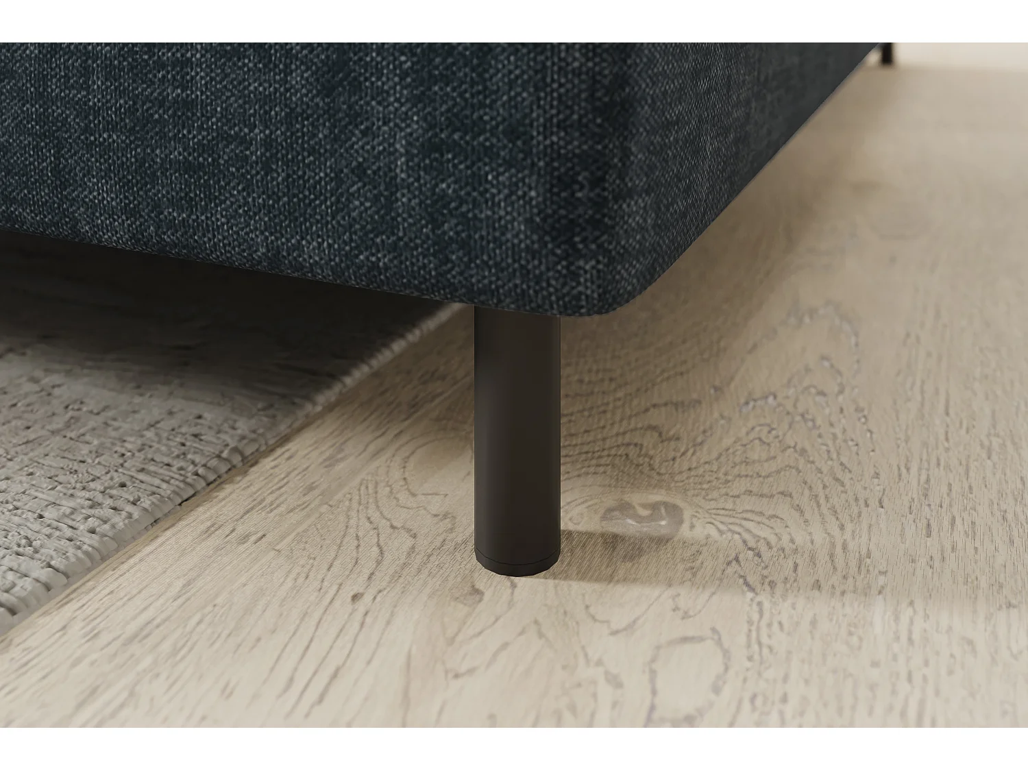 Petit canapé d'angle en tissu convertible avec coffre BOREA 208cm-Bleu foncé-angle droit