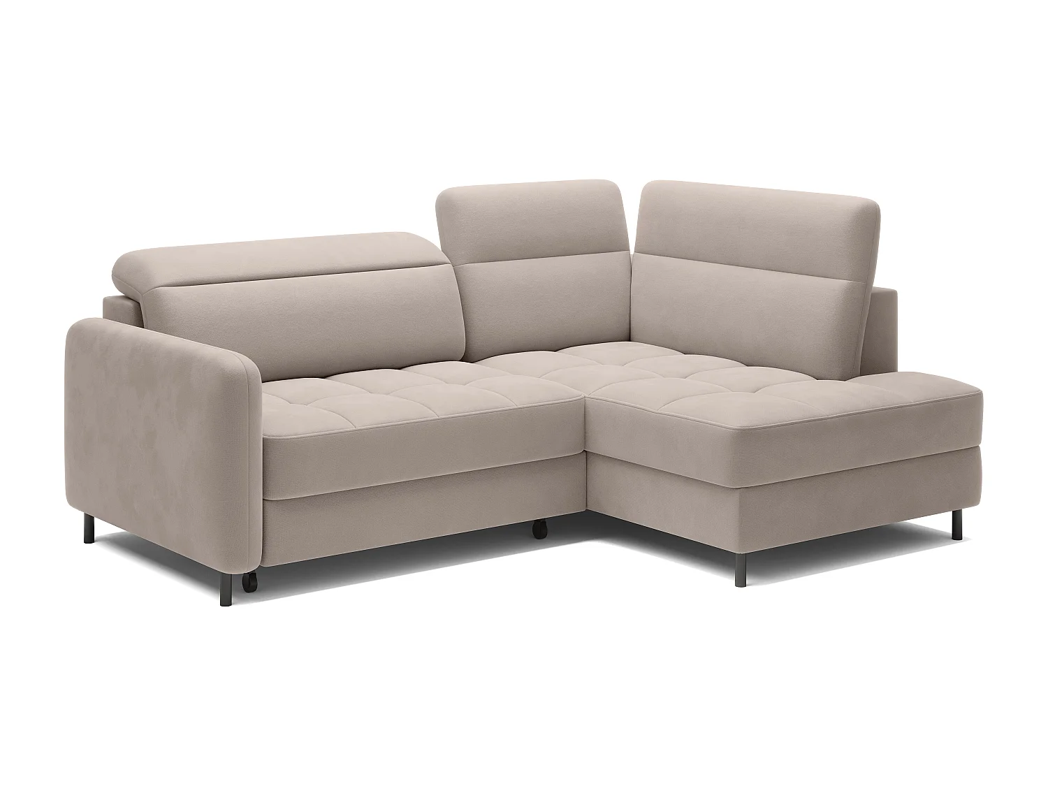 Petit canapé d'angle en tissu convertible avec coffre BOREA 208cm-Taupe-angle droit