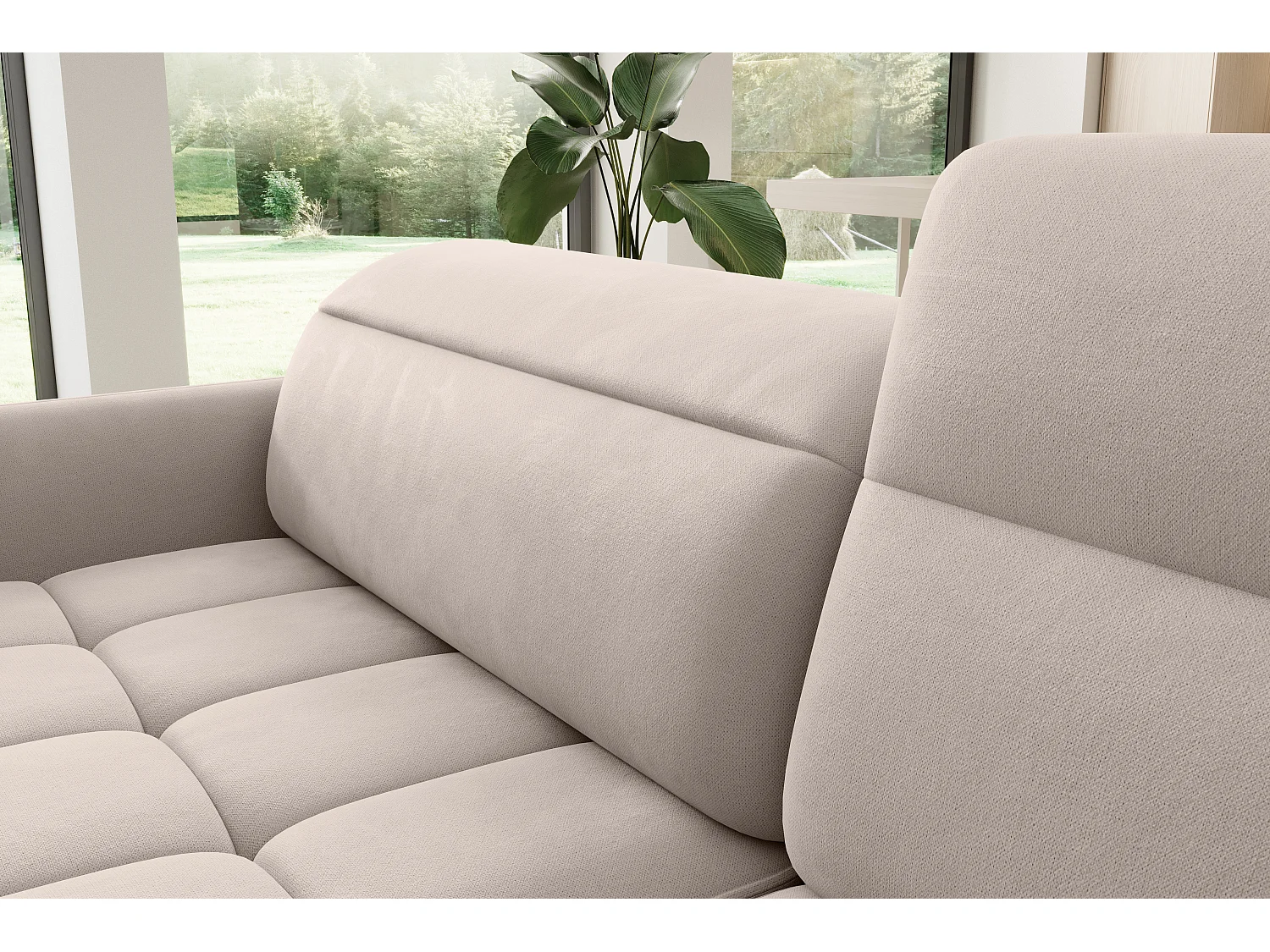 Petit canapé d'angle en tissu convertible avec coffre BOREA 208cm-Taupe-angle droit