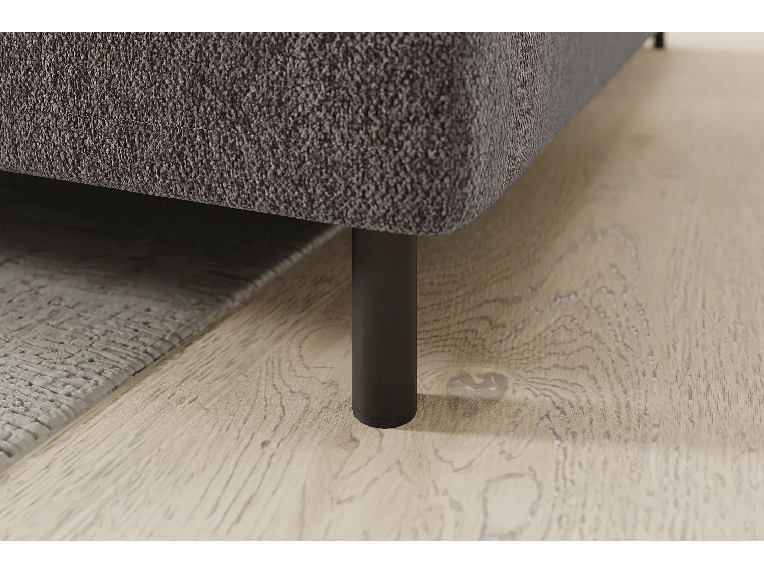 Petit canapé d'angle en tissu convertible avec coffre BOREA 208cm-Marron-angle droit