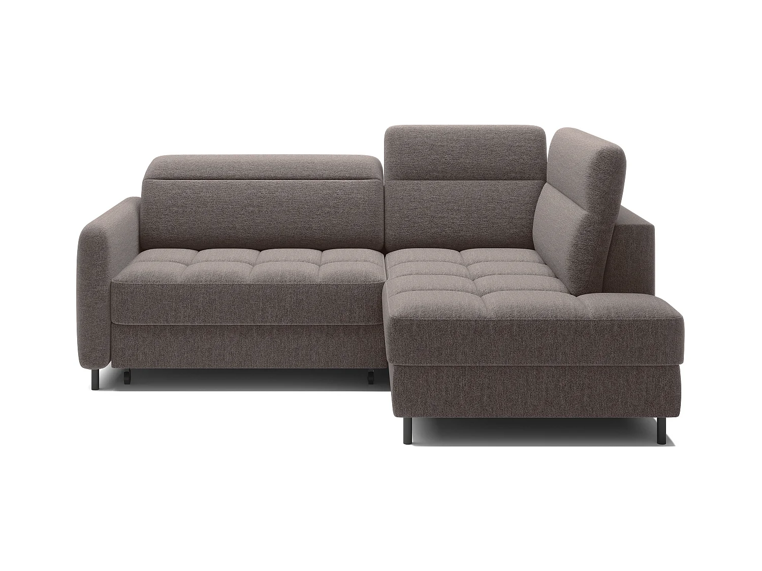 Petit canapé d'angle en tissu convertible avec coffre BOREA 208cm-Marron-angle droit
