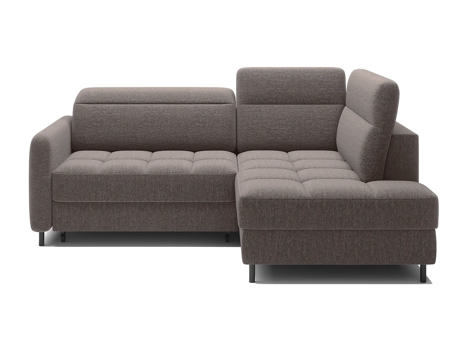 Petit canapé d'angle en tissu convertible avec coffre BOREA 208cm-Marron-angle droit