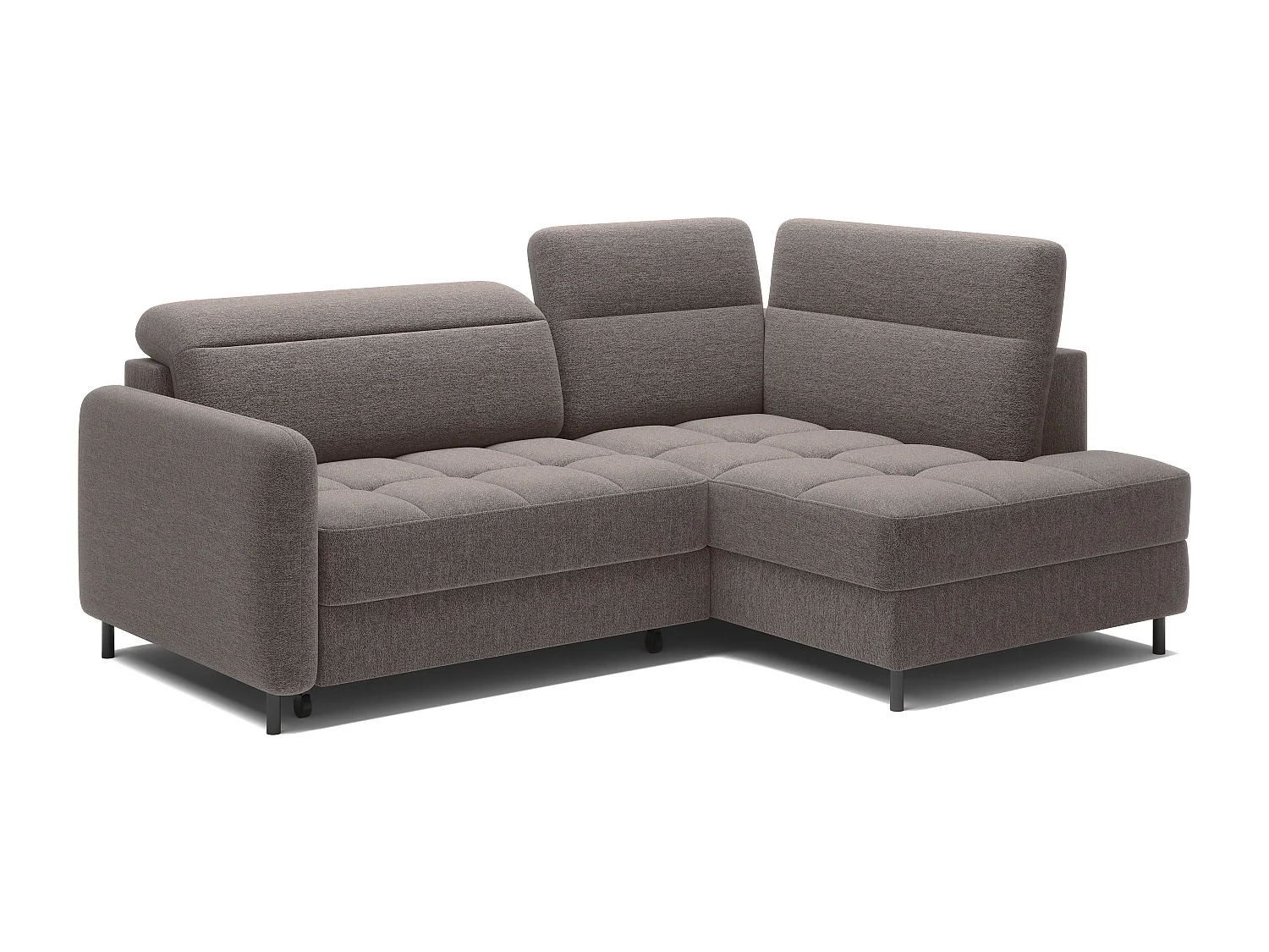 Petit canapé d'angle en tissu convertible avec coffre BOREA 208cm-Marron-angle droit