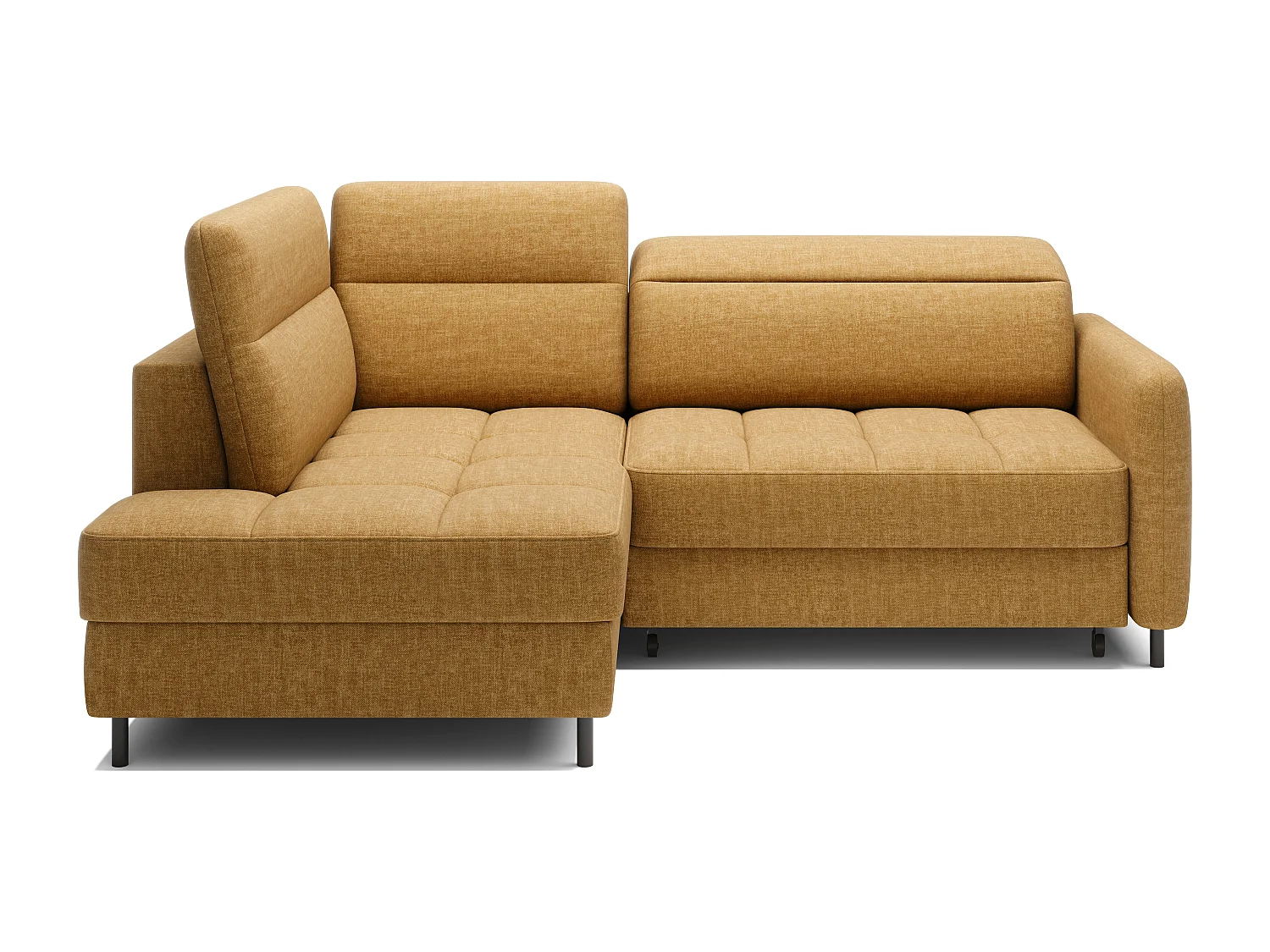 Petit canapé d'angle en tissu convertible avec coffre BOREA 208cm-Marron-angle droit