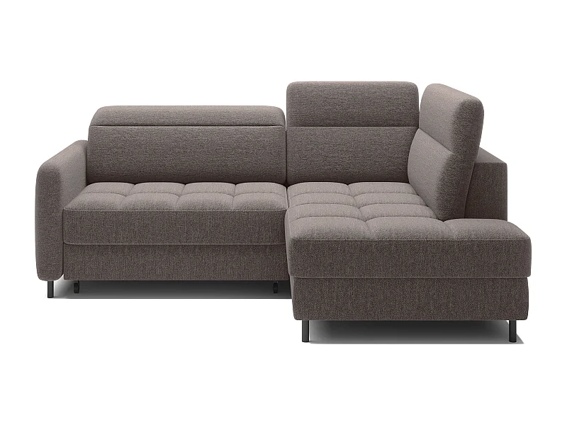 Petit canapé d'angle en tissu convertible avec coffre BOREA 208cm-Marron-angle droit