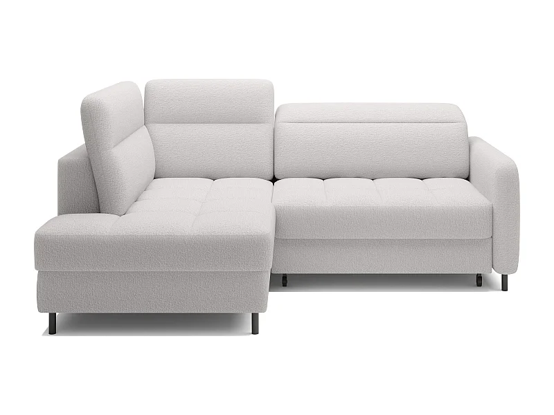 Petit canapé d'angle en tissu convertible avec coffre BOREA 208cm-Blanc-angle gauche