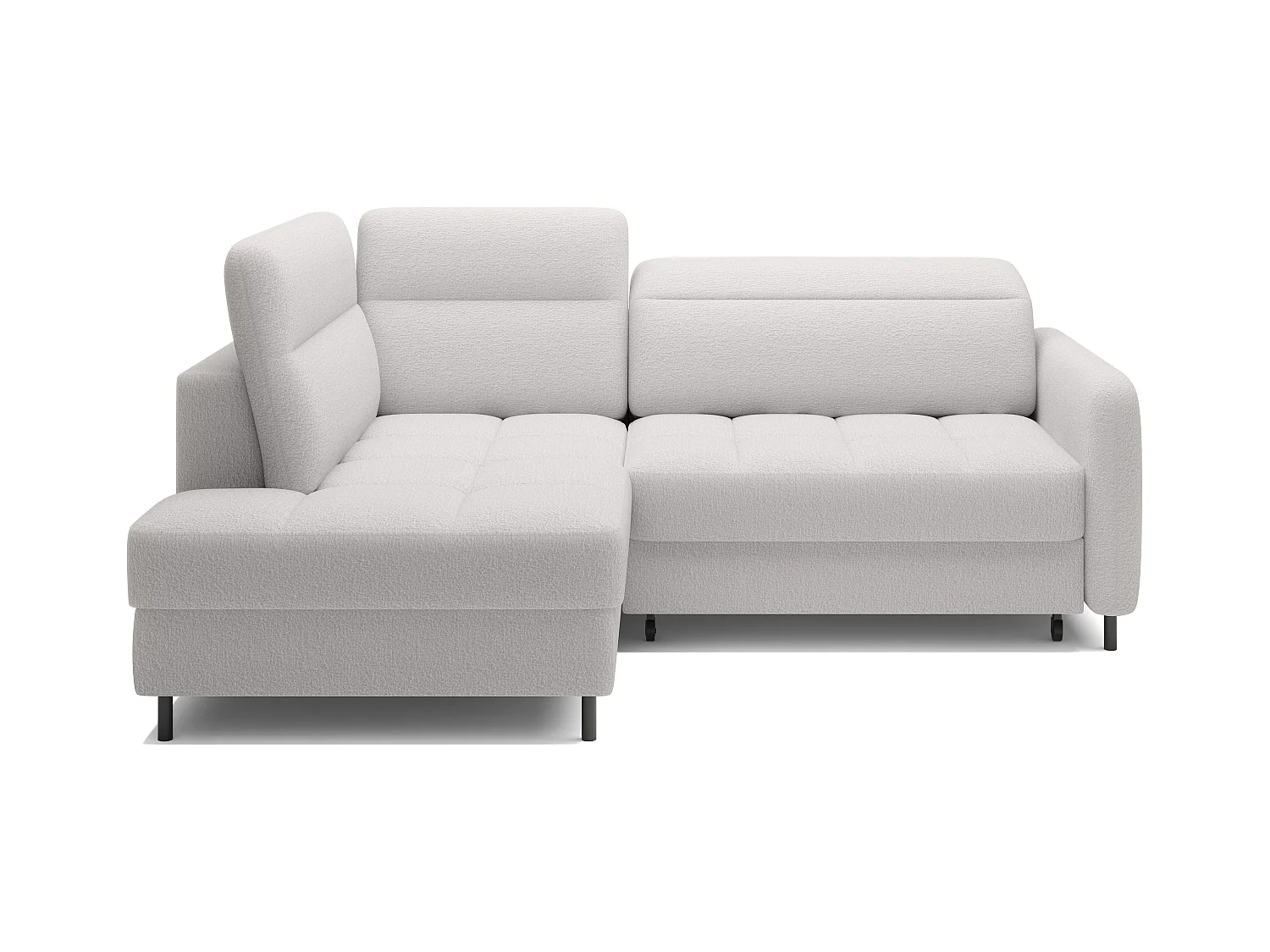 Petit canapé d'angle en tissu convertible avec coffre BOREA 208cm-Blanc-angle gauche