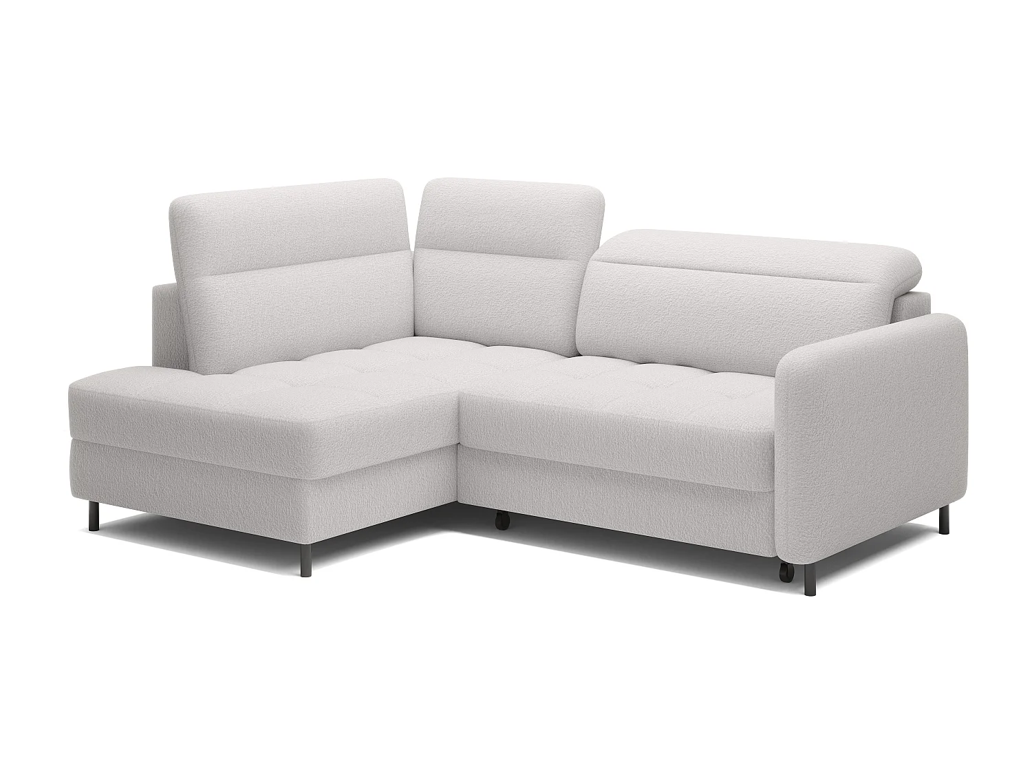 Petit canapé d'angle en tissu convertible avec coffre BOREA 208cm-Blanc-angle gauche