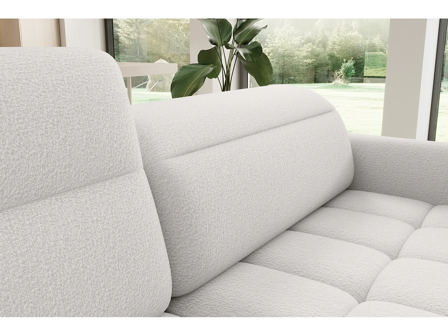 Petit canapé d'angle en tissu convertible avec coffre BOREA 208cm-Blanc-angle gauche