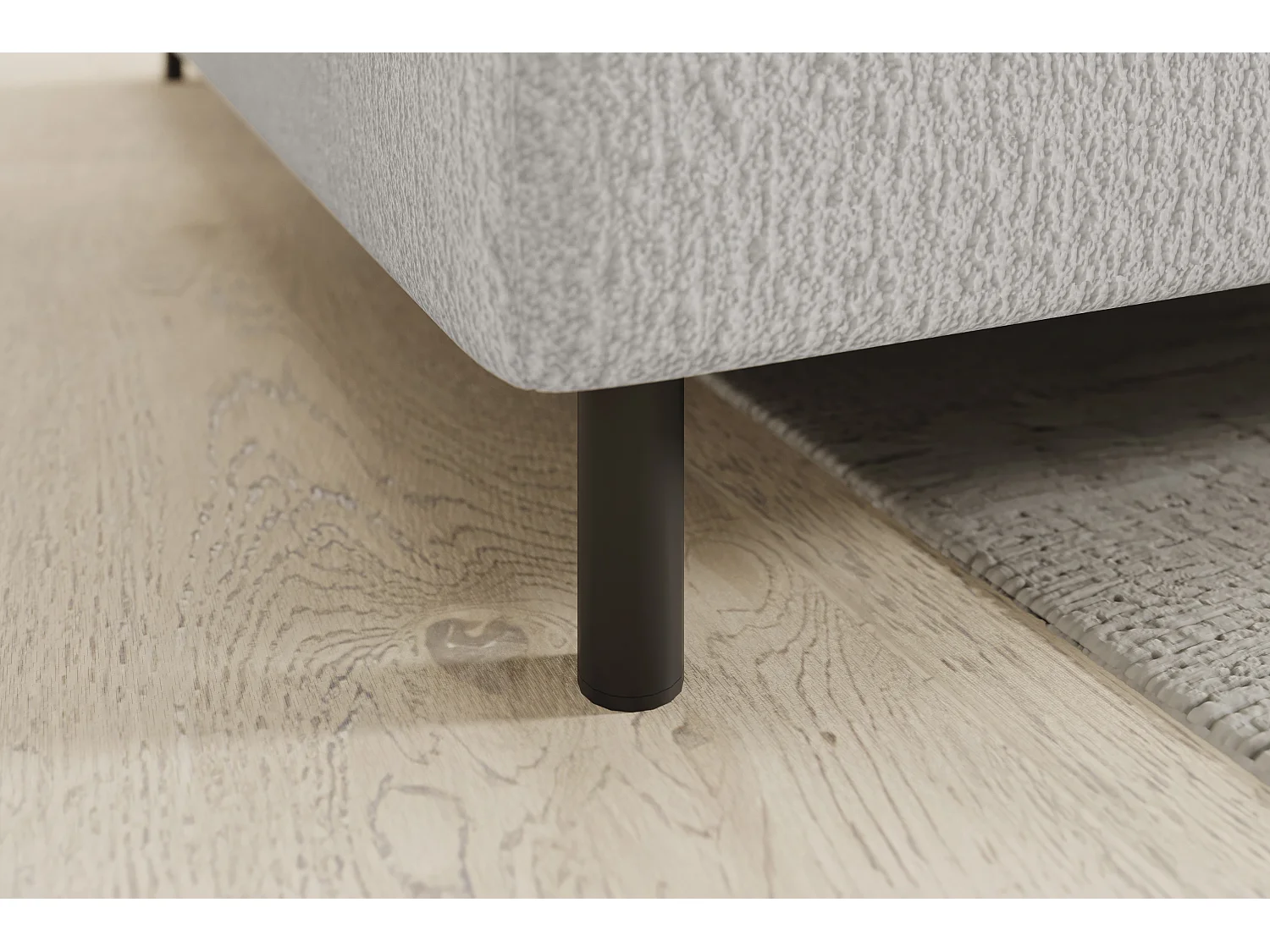 Petit canapé d'angle en tissu convertible avec coffre BOREA 208cm-Blanc-angle gauche