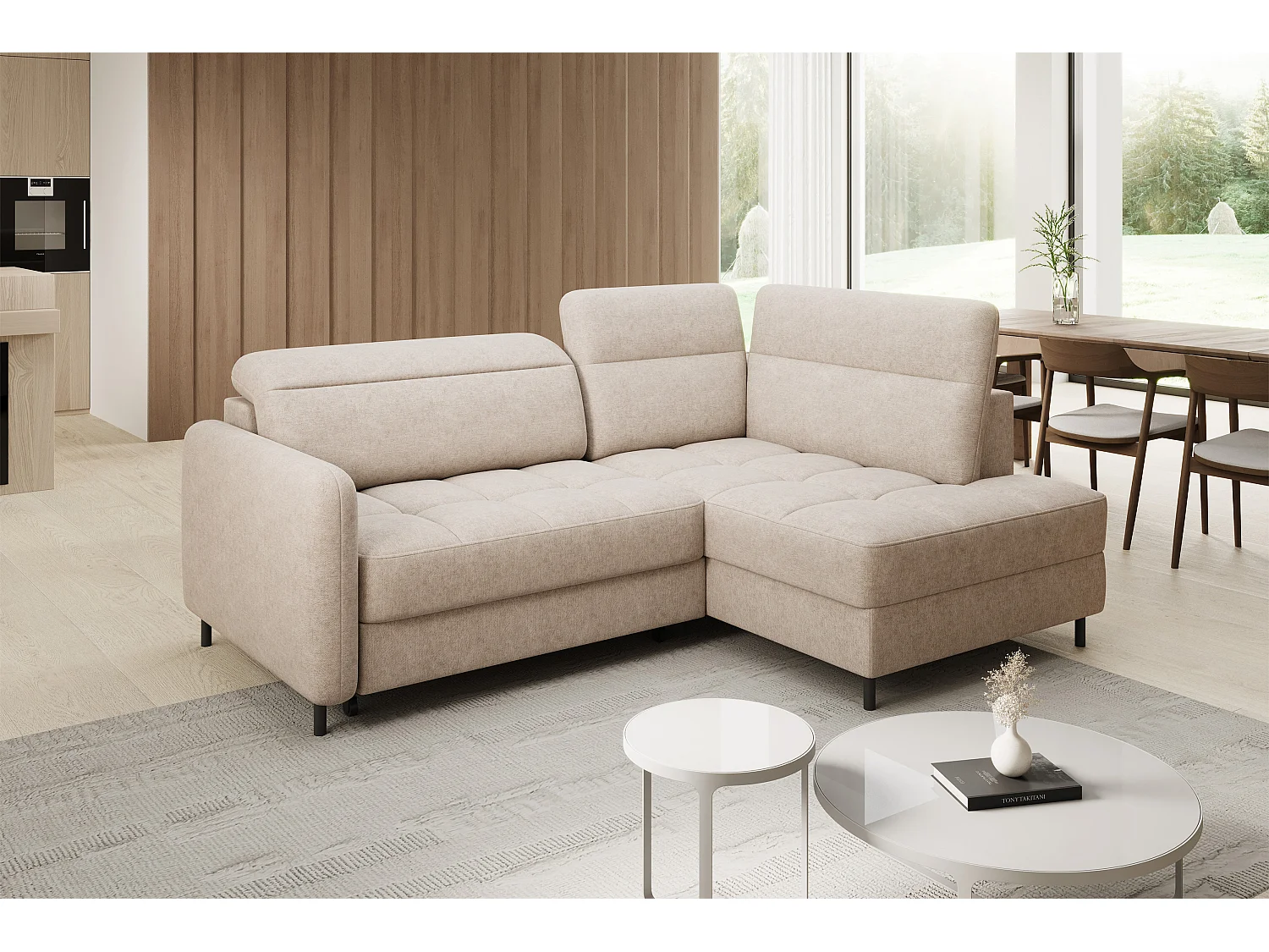 Ecksofa Lima R/Stoffbezug/18Raq-Beige