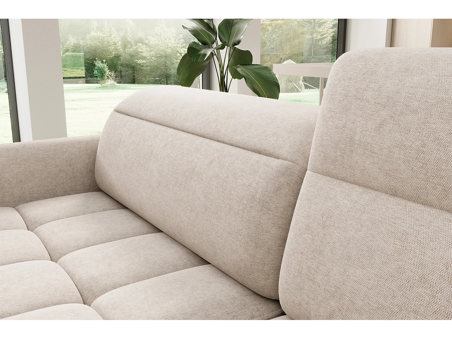 Ecksofa Lima R/Stoffbezug/18Raq-Beige