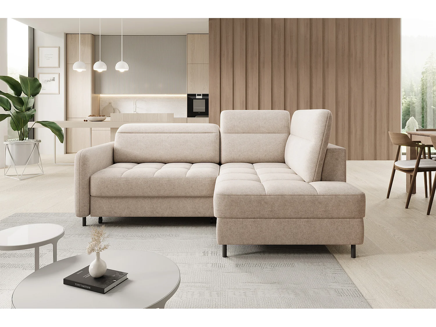 Ecksofa Lima R/Stoffbezug/18Raq-Beige