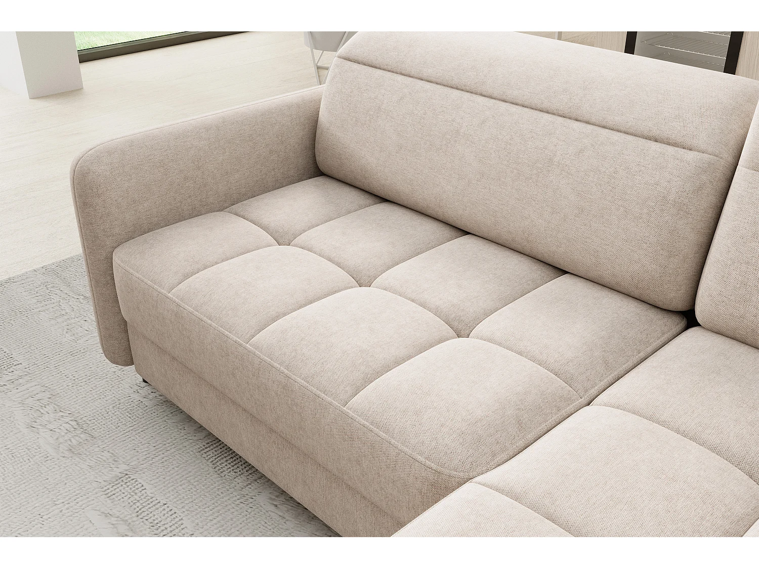 Canapé Corner Lima R/Tissu/18Raq-Beige