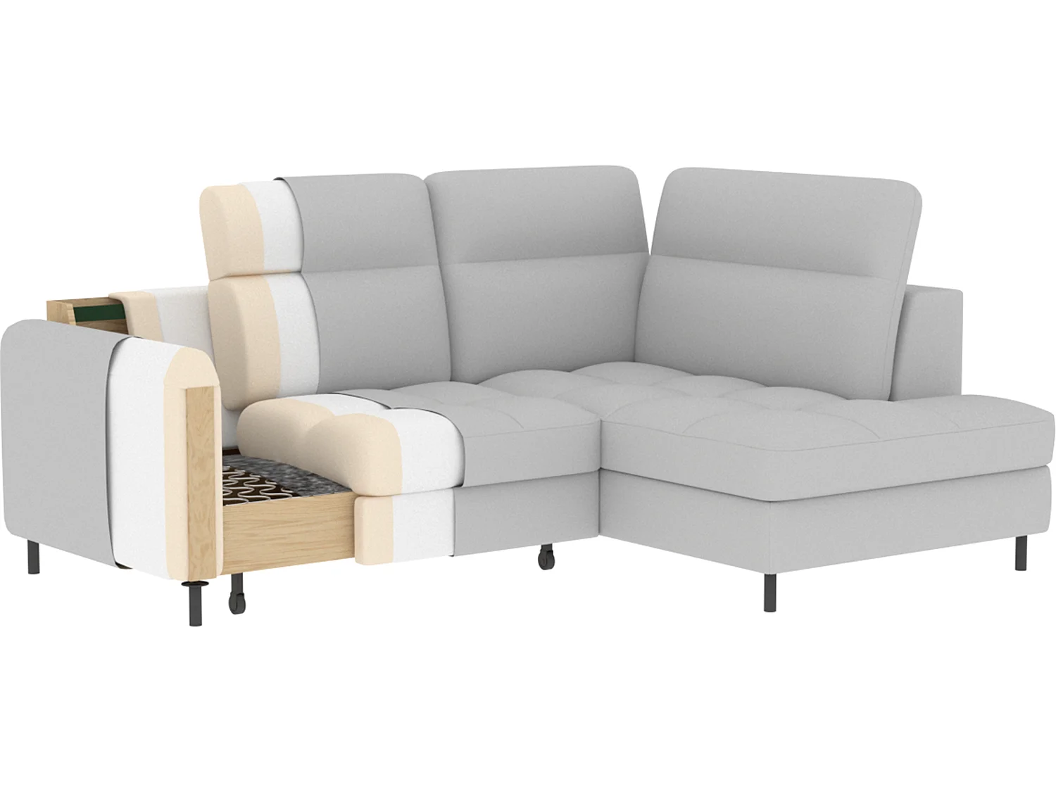 Canapé Corner Lima R/Tissu/18Raq-Beige