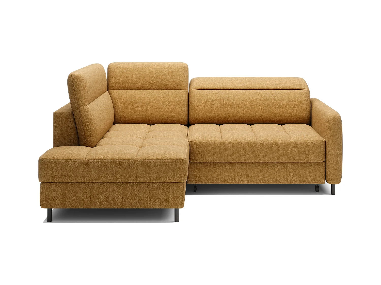 Petit canapé d'angle en tissu convertible avec coffre BOREA 208cm-Camel-angle gauche
