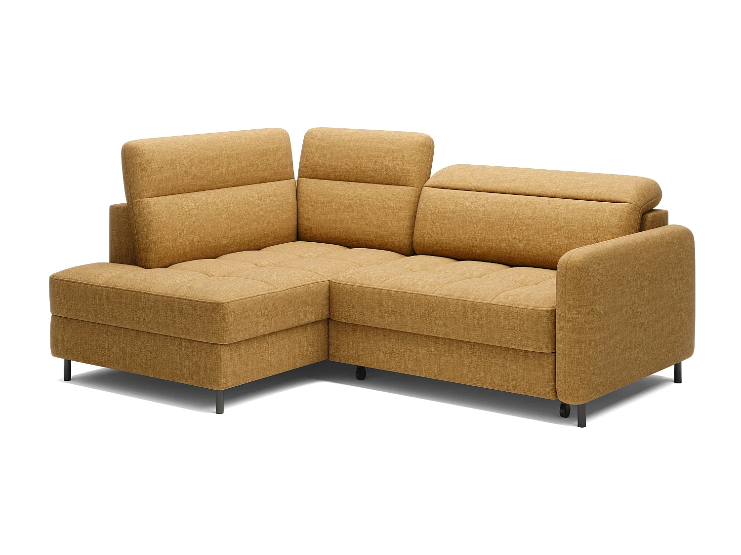 Petit canapé d'angle en tissu convertible avec coffre BOREA 208cm-Camel-angle gauche