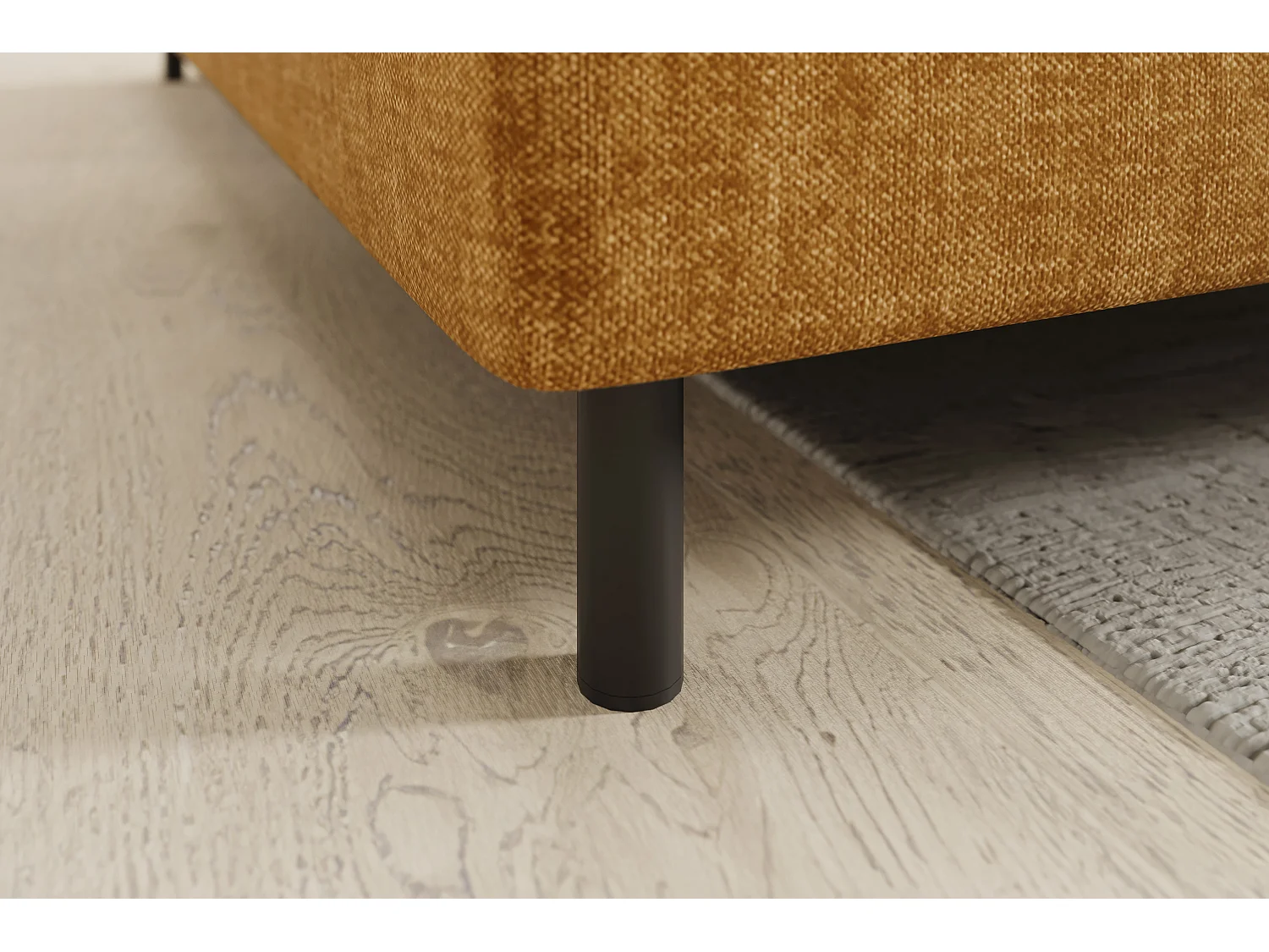 Canapé d'angle gauche convertible 4 places avec coffre en tissu camel BOREA