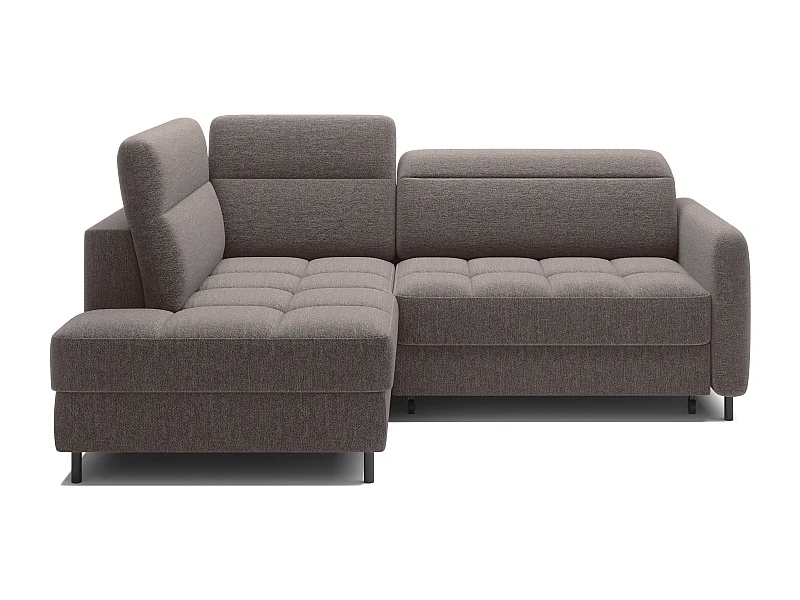 Petit canapé d'angle en tissu convertible avec coffre BOREA 208cm-Marron-angle gauche