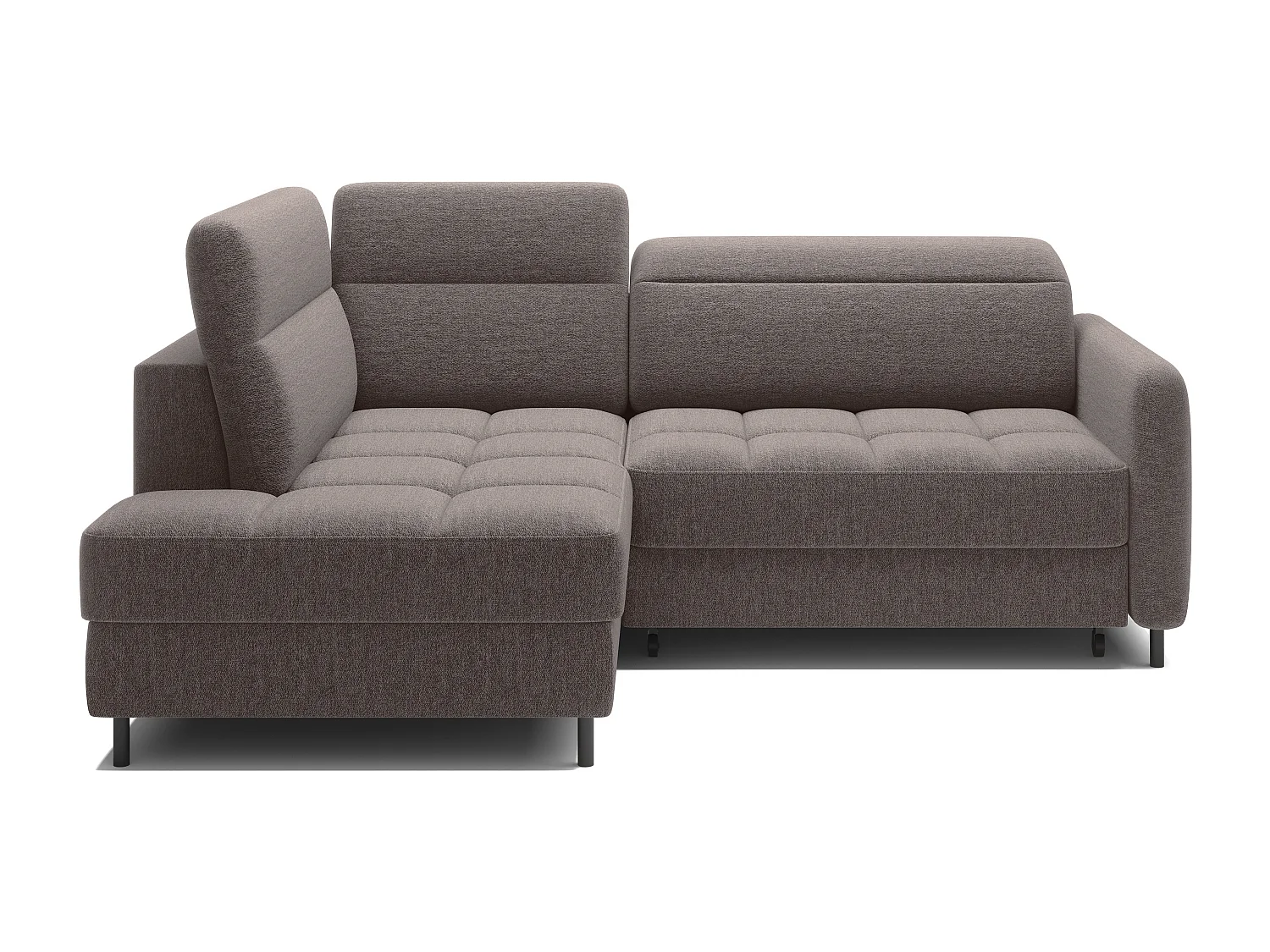 Petit canapé d'angle en tissu convertible avec coffre BOREA 208cm-Marron-angle gauche