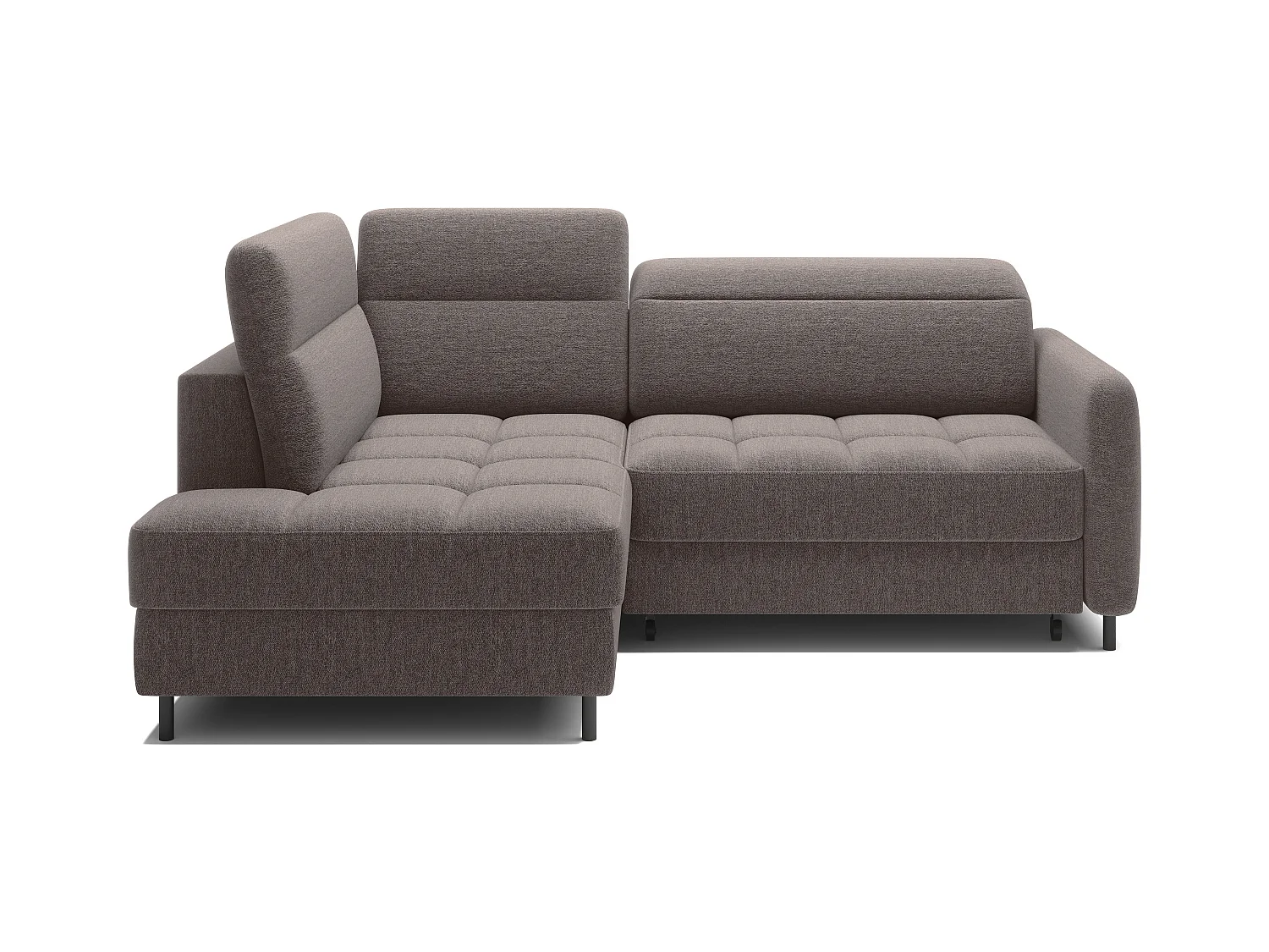 Petit canapé d'angle en tissu convertible avec coffre BOREA 208cm-Marron-angle gauche