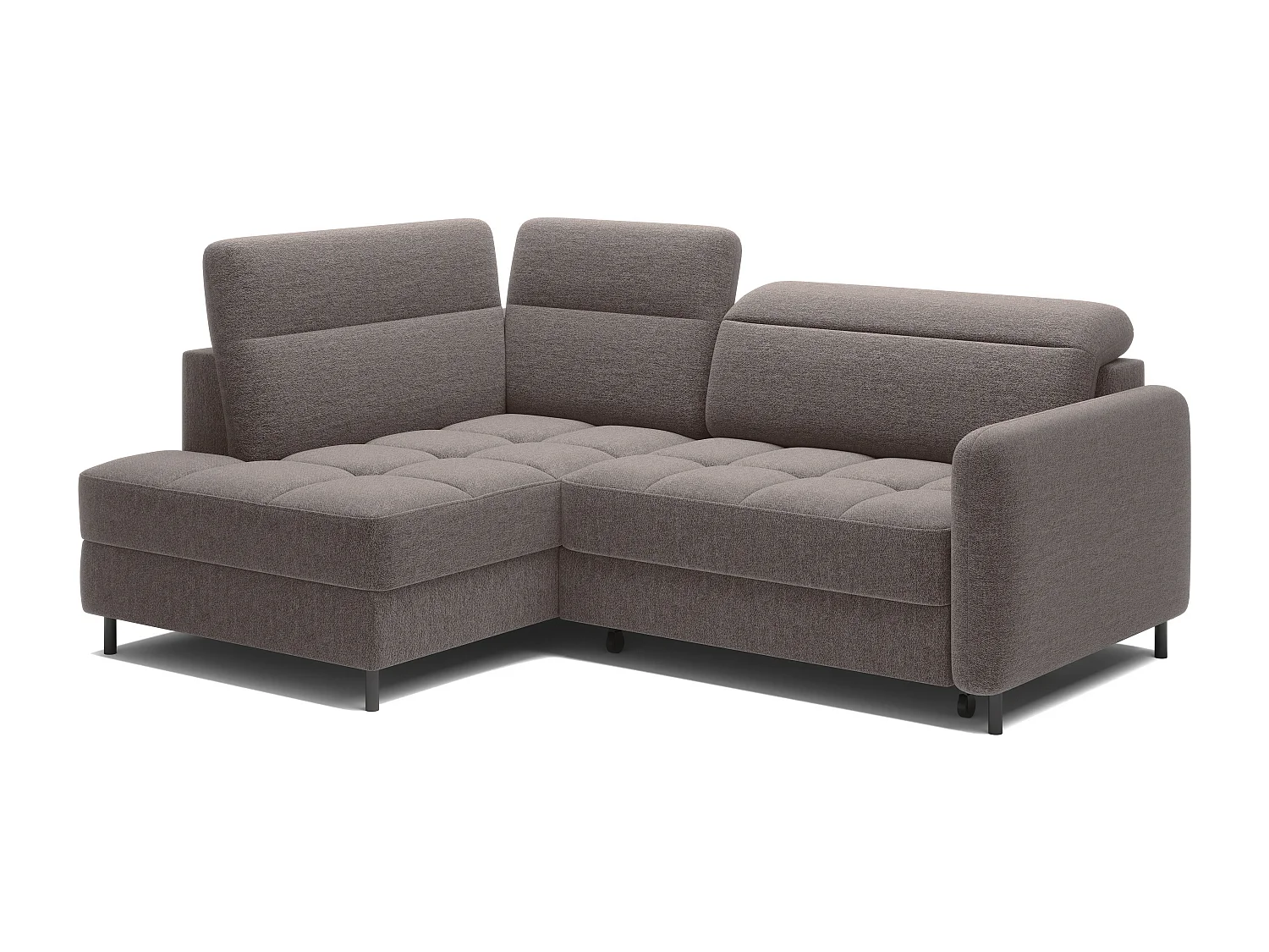 Petit canapé d'angle en tissu convertible avec coffre BOREA 208cm-Marron-angle gauche