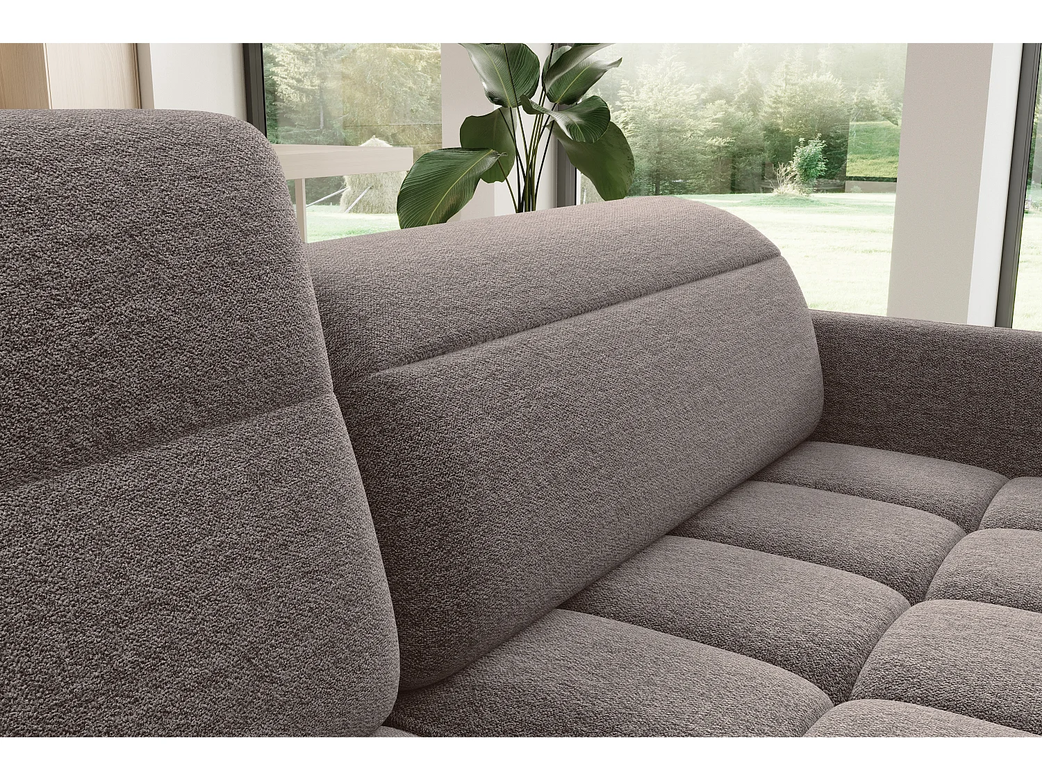 Petit canapé d'angle en tissu convertible avec coffre BOREA 208cm-Marron-angle gauche