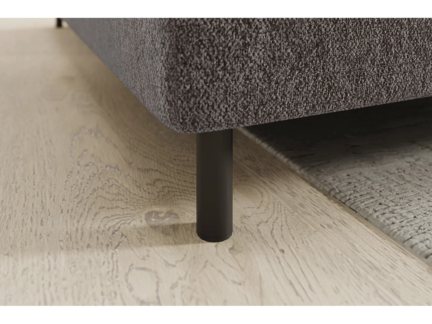 Petit canapé d'angle en tissu convertible avec coffre BOREA 208cm-Marron-angle gauche