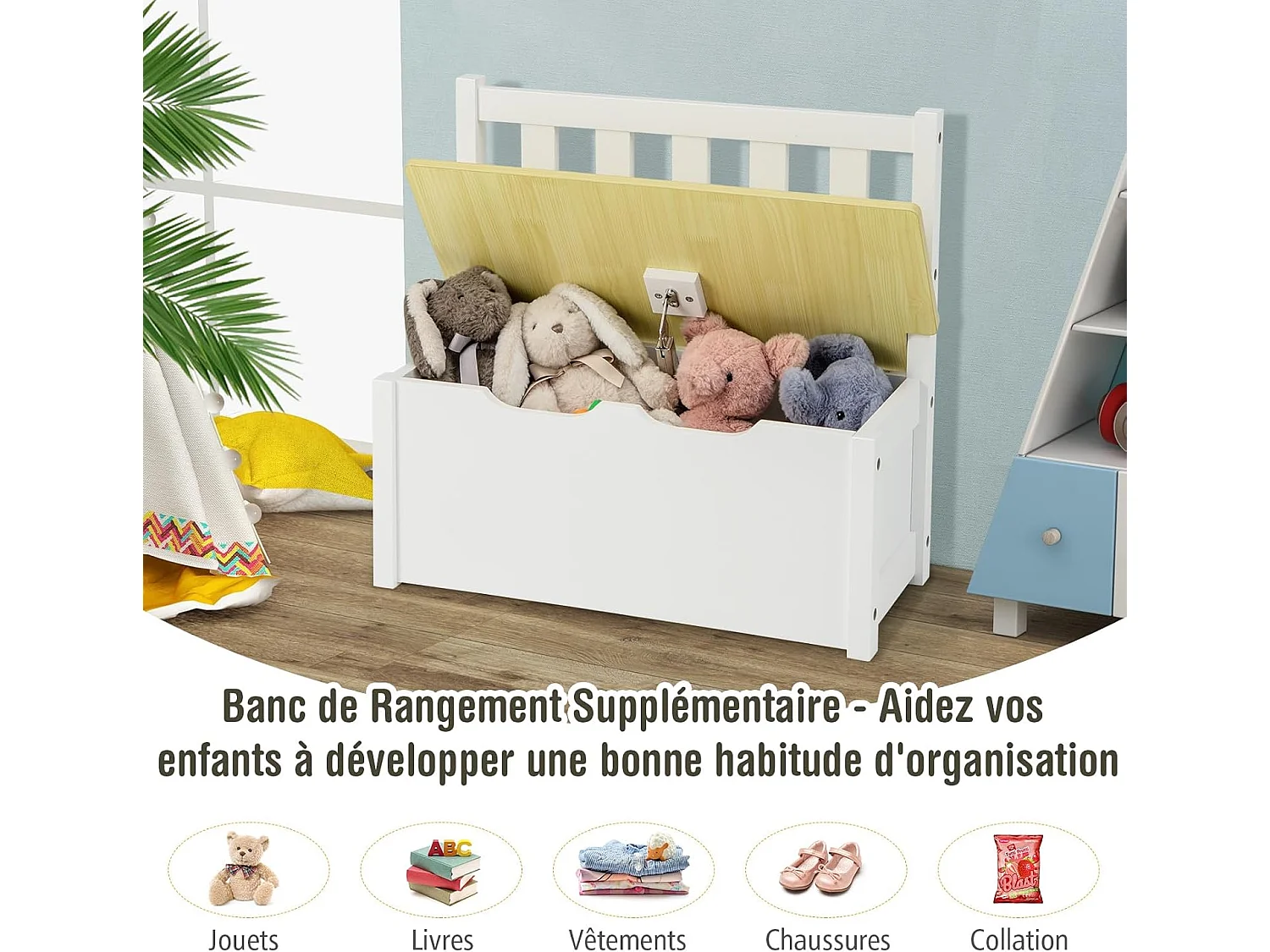 Ensemble table et chaises pour enfants, table et 2 chaises et 1 banc en bois (gris)