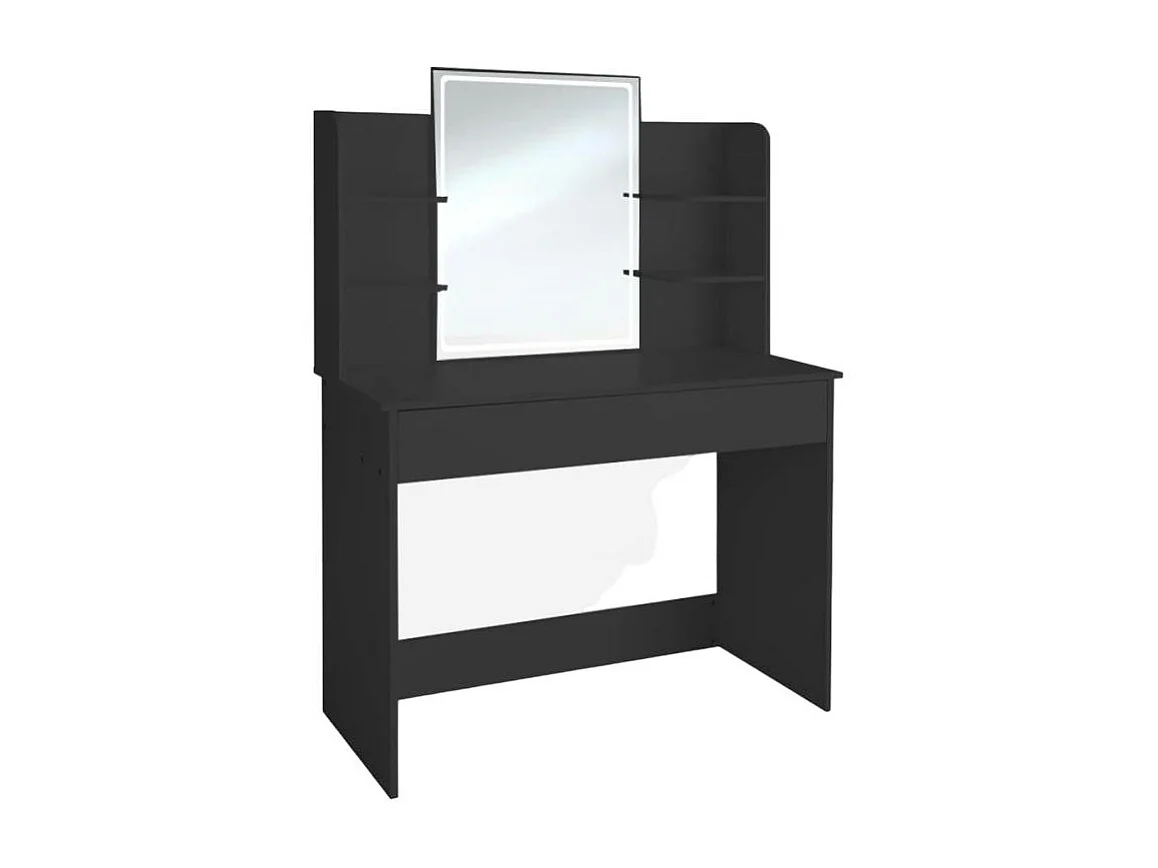 Coiffeuse table de maquillage moderne noire miroir LED ESMERALDA