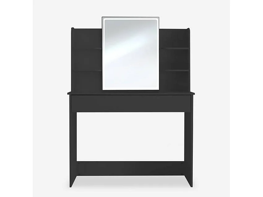 Estación de maquillaje tocador moderno luz LED negro Astrid Black