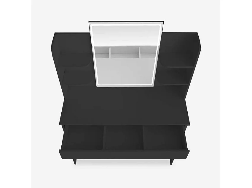 Estación de maquillaje tocador moderno luz LED negro Astrid Black